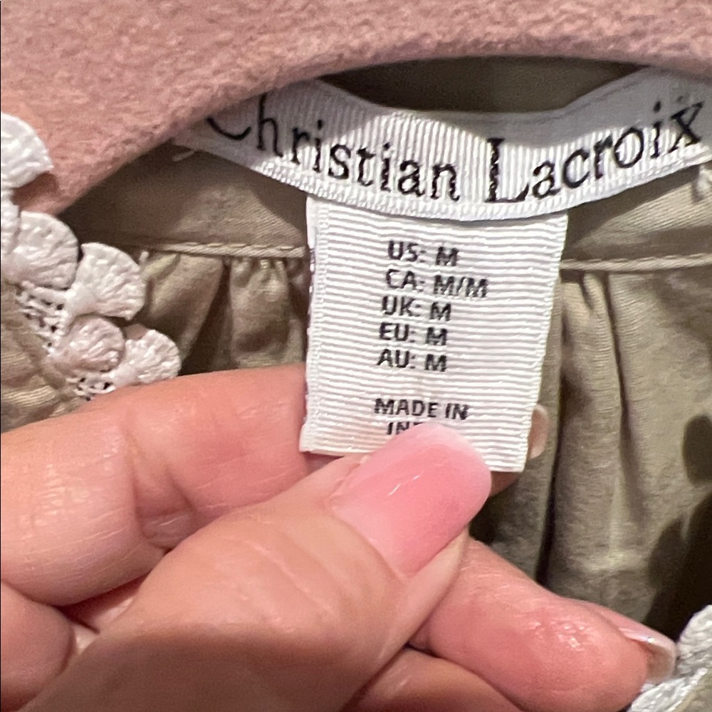 Christian Lacroix sage green and White Lace Dress. - Picture 2 of 4